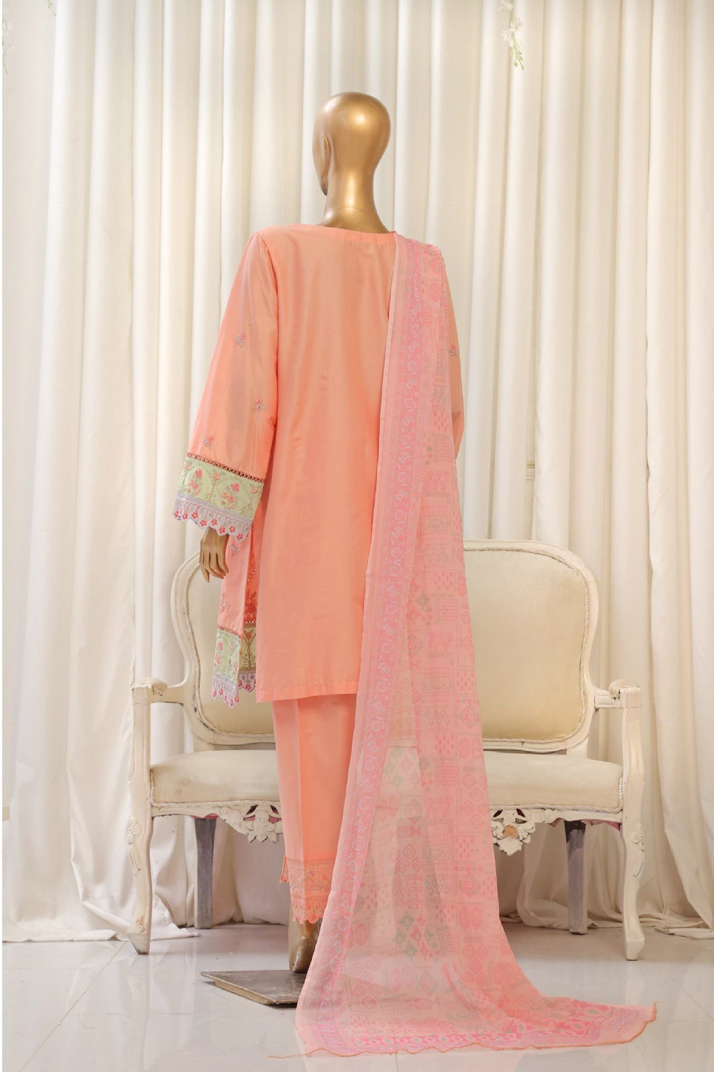 BinSaeedfabric 3 Piece Unstitched Fabrics Chikankari Suit
