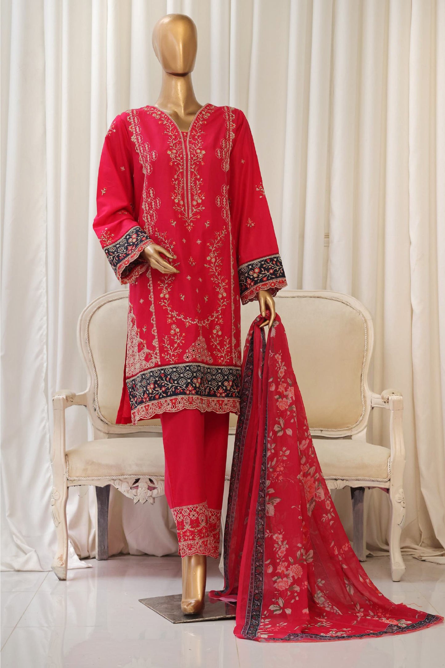Bin Saeed Fabrics 3 Piece Unstitched Price Lawn Embroidered Suit