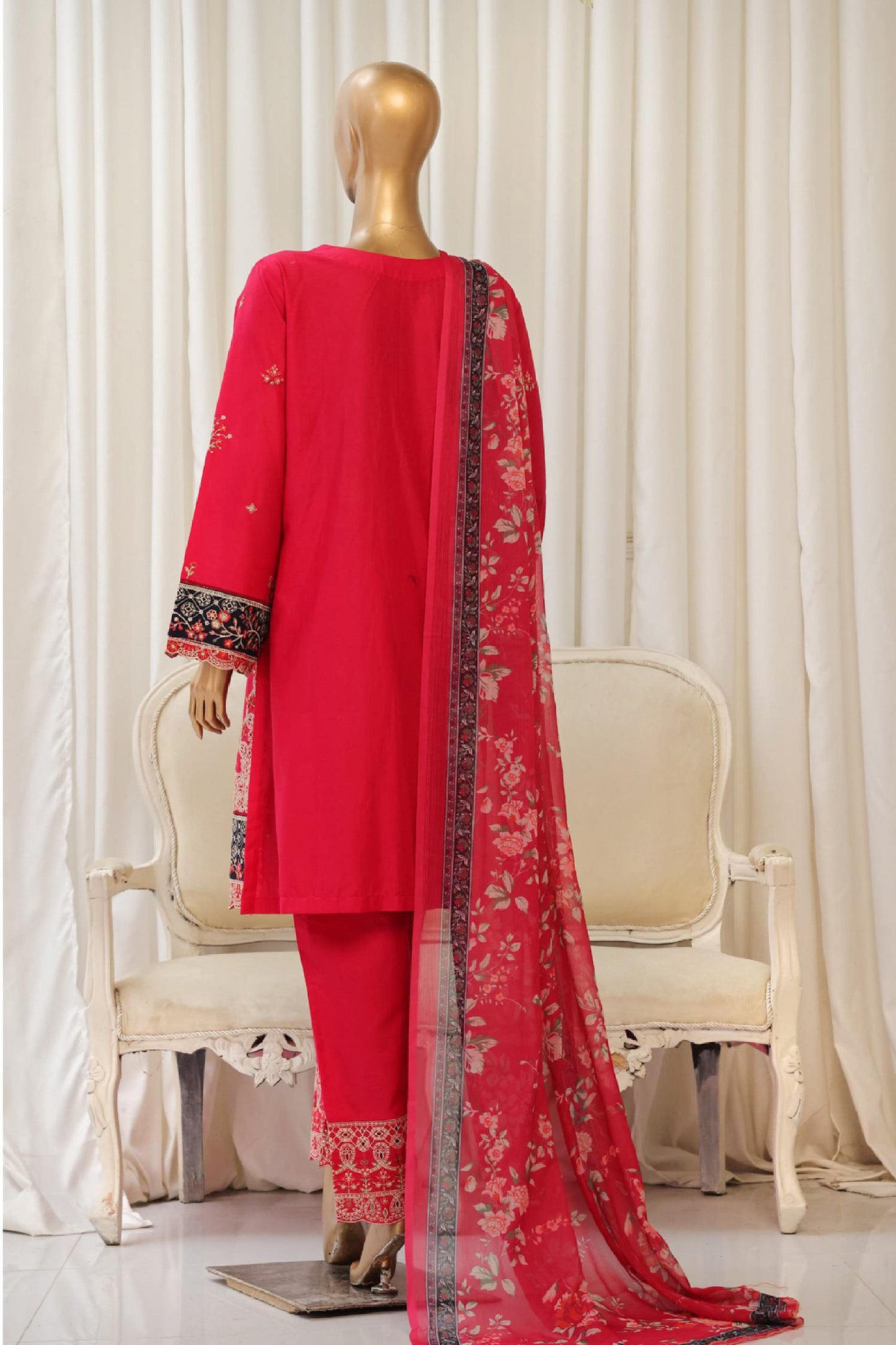 BinSaeedfabric 3 Piece Unstitched Fabrics Chikankari Suit
