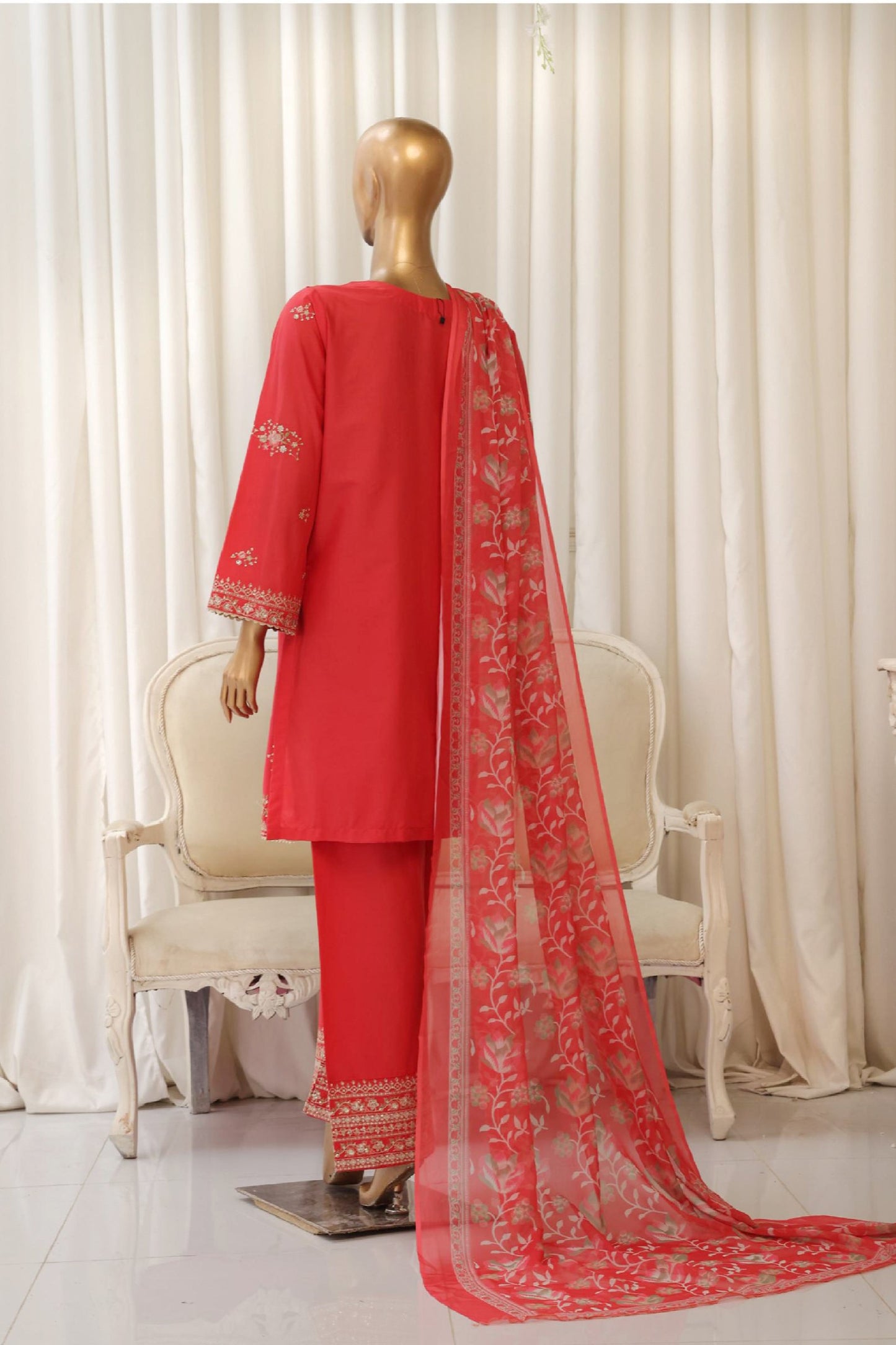 BinSaeedfabric 3 Piece Unstitched Fabrics Chikankari Suit