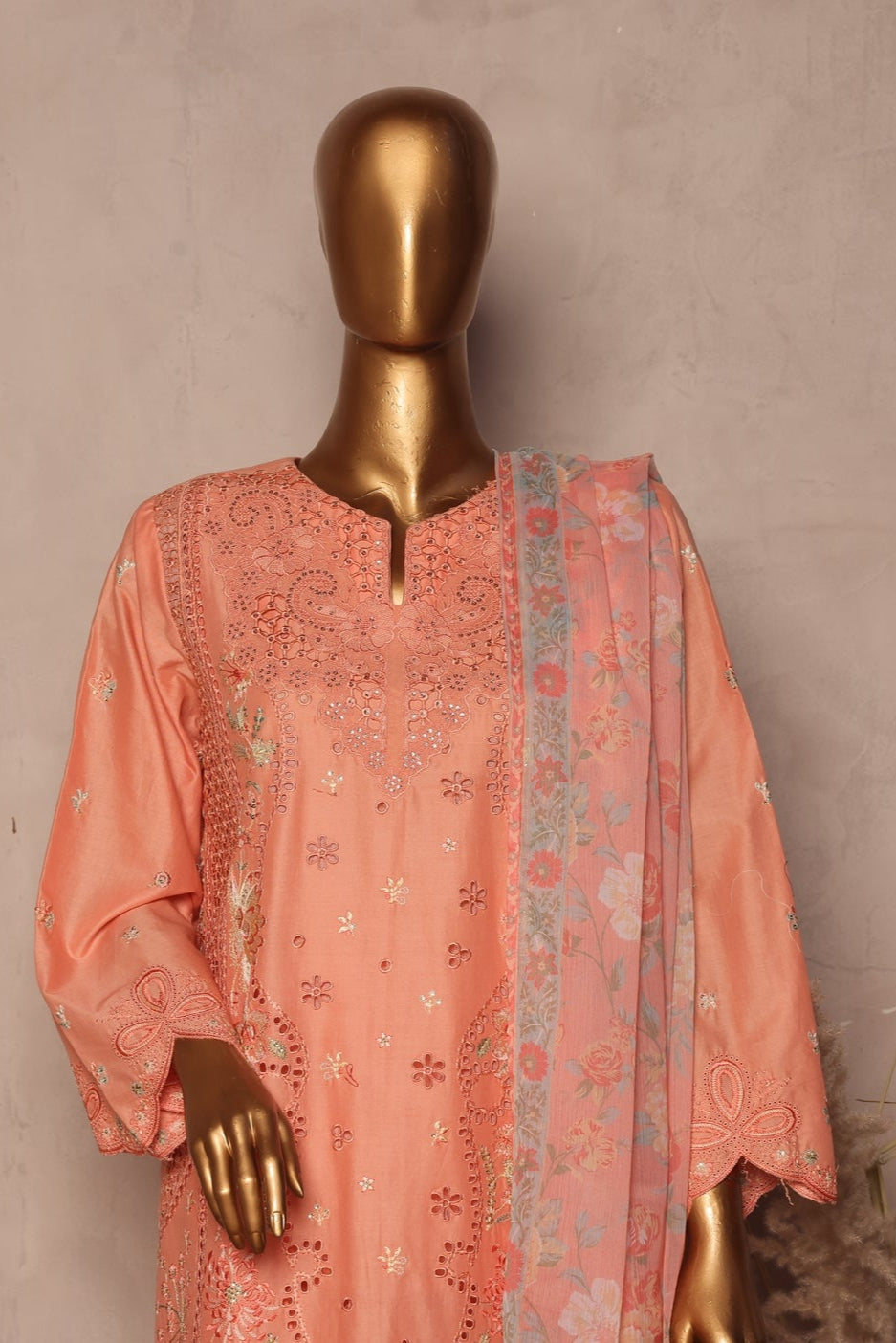 BinSaeedfabric 3 Piece Unstitched Fabrics Embroidered Chikankari Suit Luxury Collection
