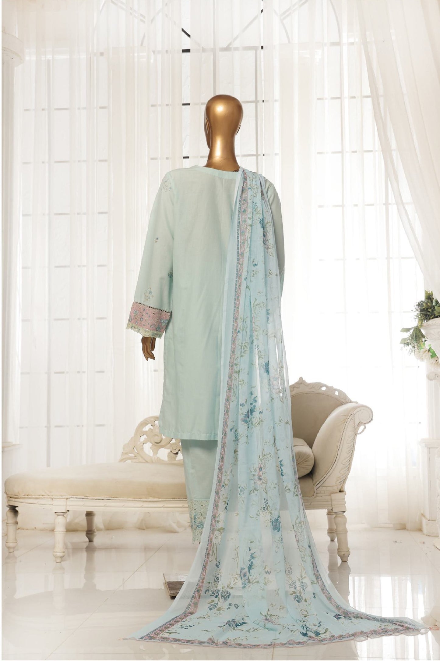 BinSaeedfabric 3 Piece Unstitched Fabrics Chikankari Suit