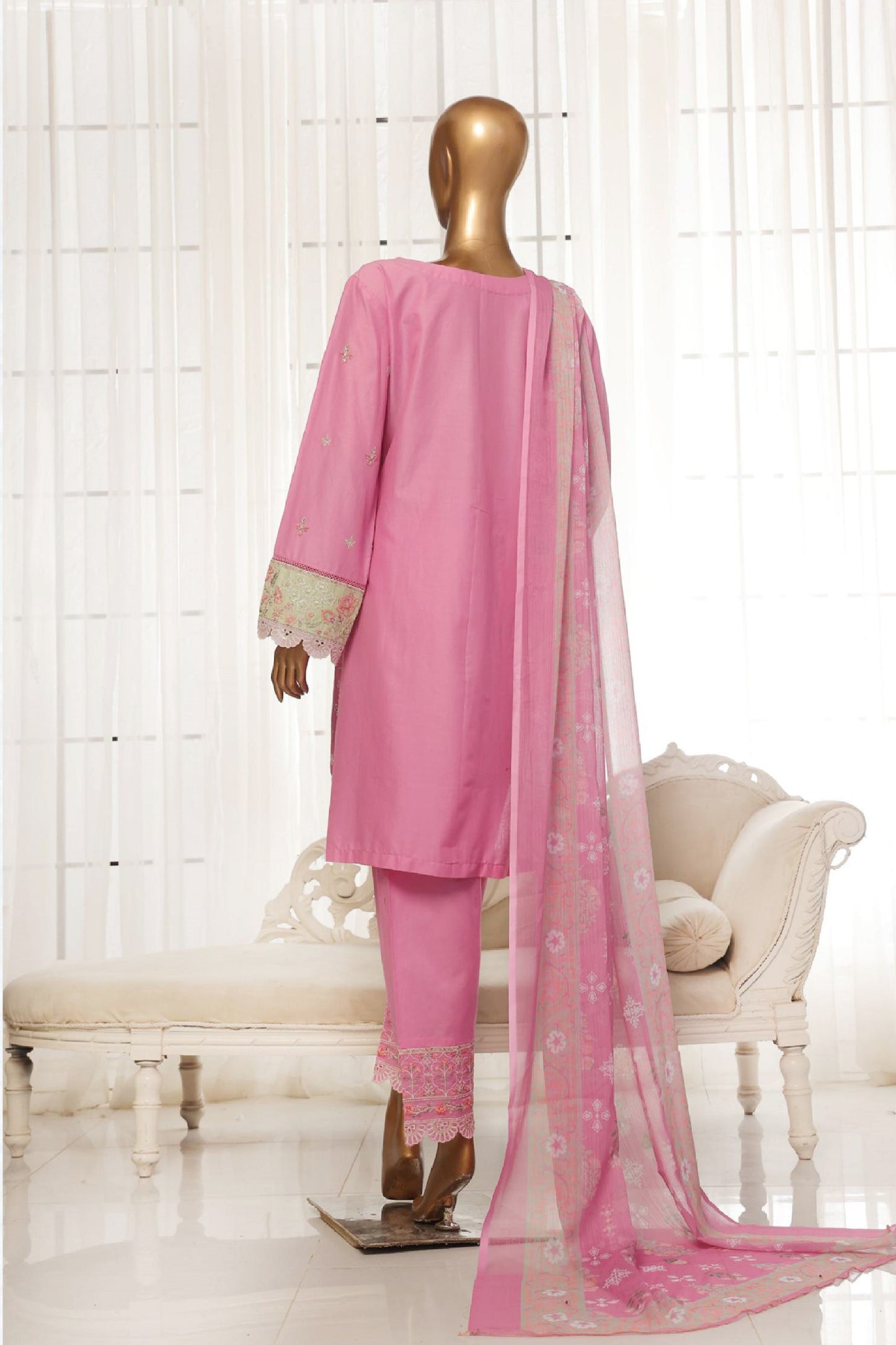 BinSaeedfabric 3 Piece Unstitched Fabrics Chikankari Suit