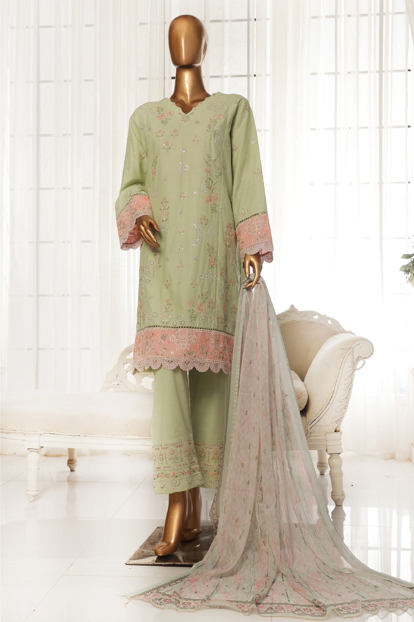 Bin Saeed Fabrics 3 Piece Unstitched Price Lawn Embroidered Suit