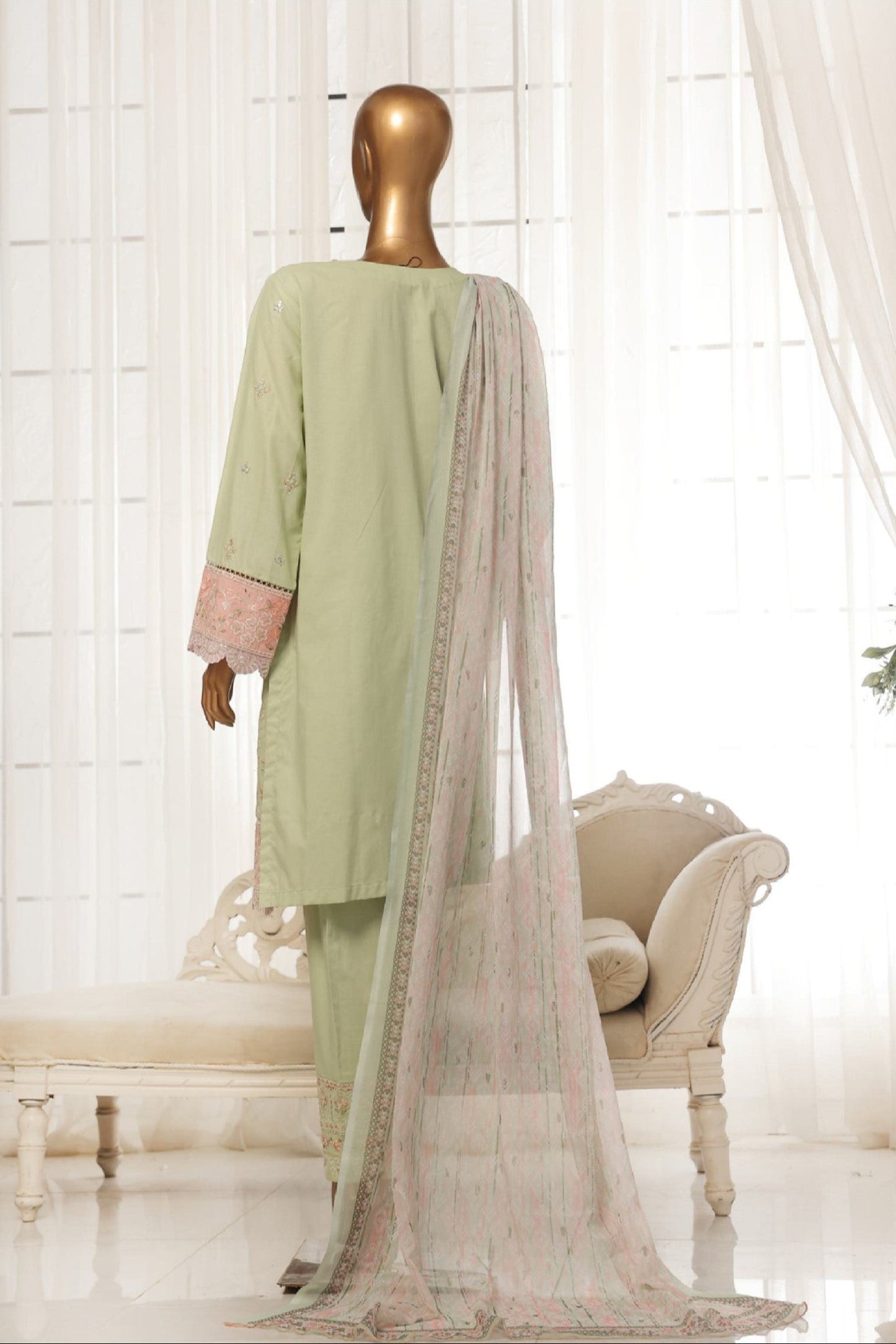 BinSaeedfabric 3 Piece Unstitched Fabrics Chikankari Suit
