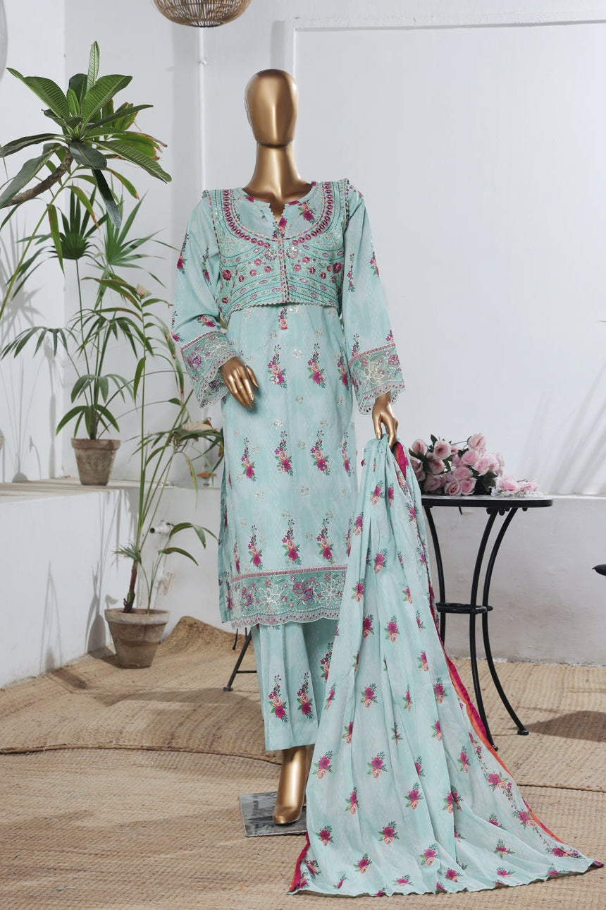 BinSaeedfabric 3 Piece Unstitched Fabrics Embroidered Chikankari Suit Luxury Collection