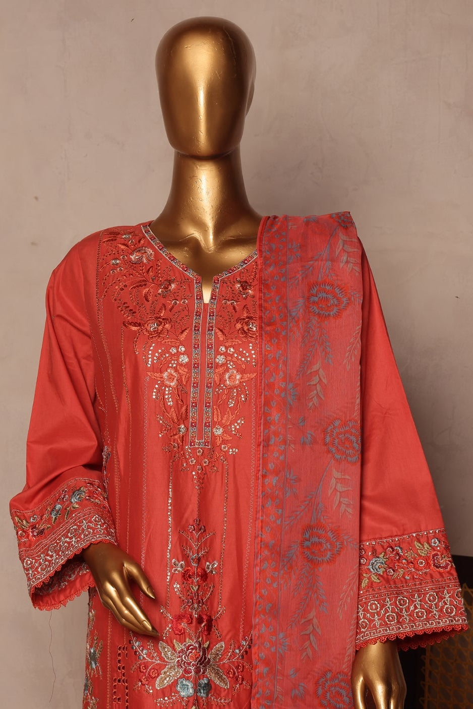 BinSaeedfabric 3 Piece Unstitched Fabrics Embroidered Chikankari Suit Luxury Collection