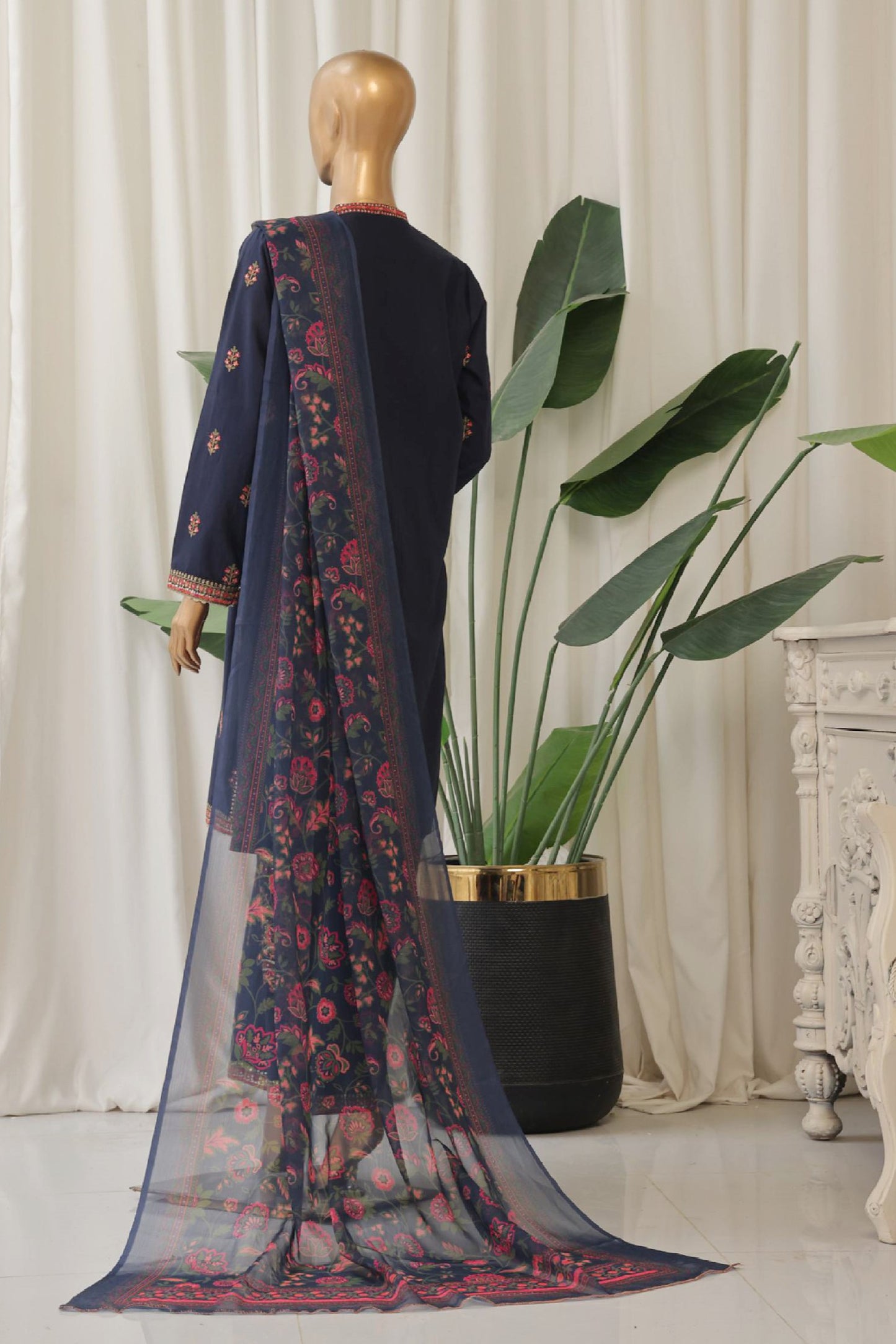 BinSaeedfabric 3 Piece Unstitched Fabrics Chikankari Suit
