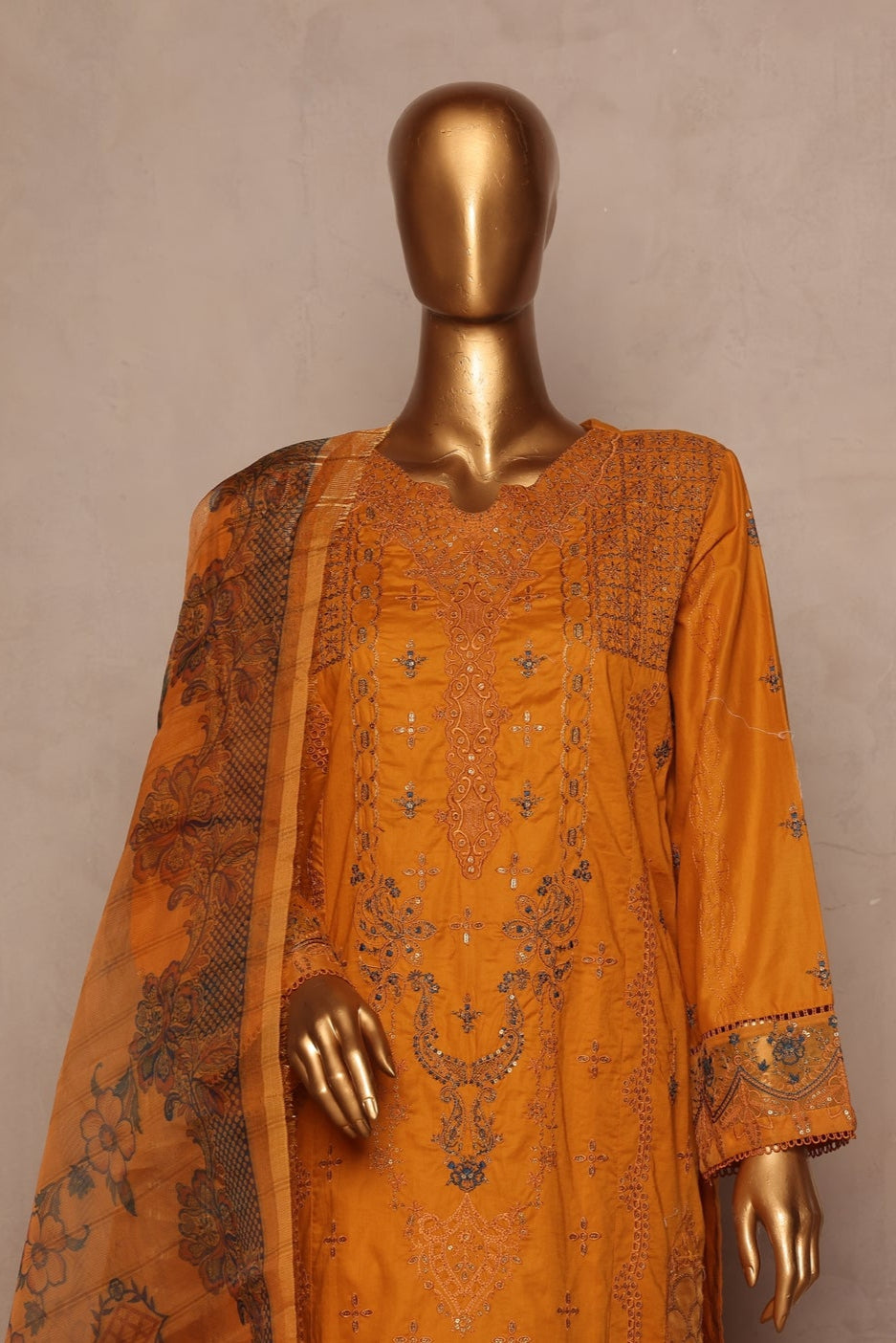 BinSaeedfabric 3 Piece Unstitched Fabrics Embroidered Chikankari Suit Luxury Collection