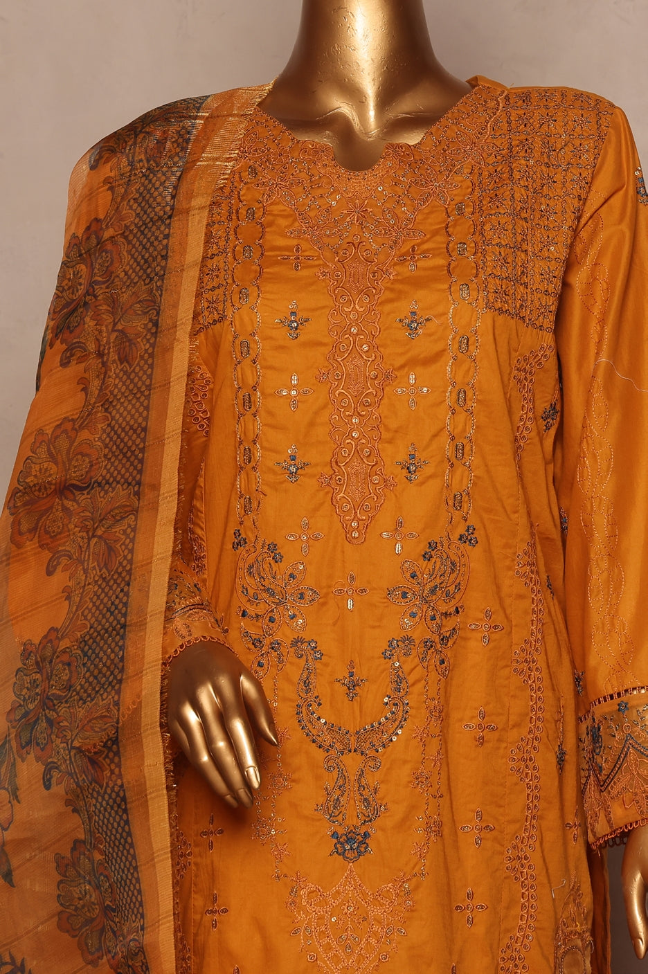 Bin Saeed Lawn 3 Piece Stitched Price Frock Embroidered