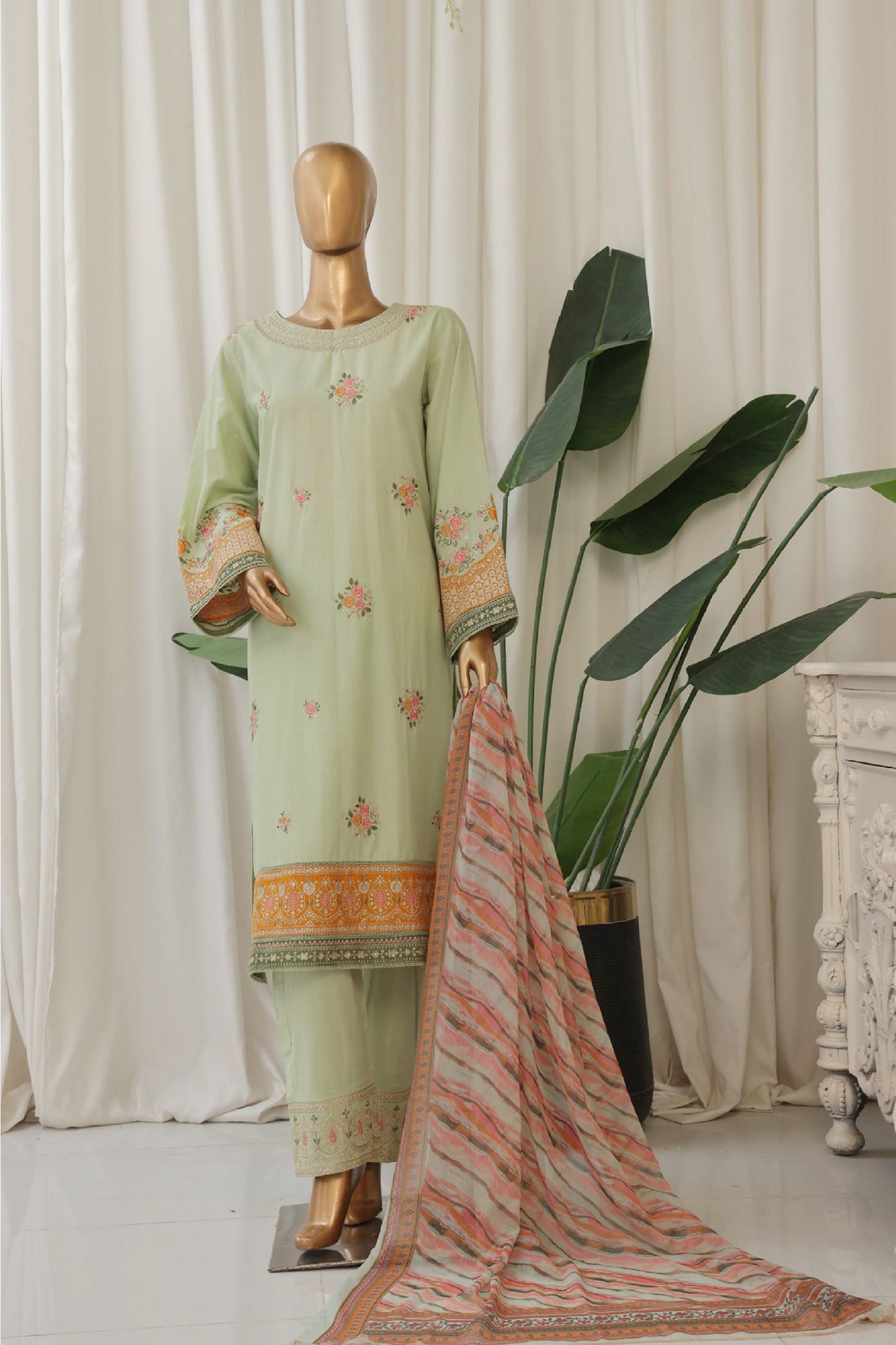 Bin Saeed Fabrics 3 Piece Unstitched Price Lawn Embroidered Suit