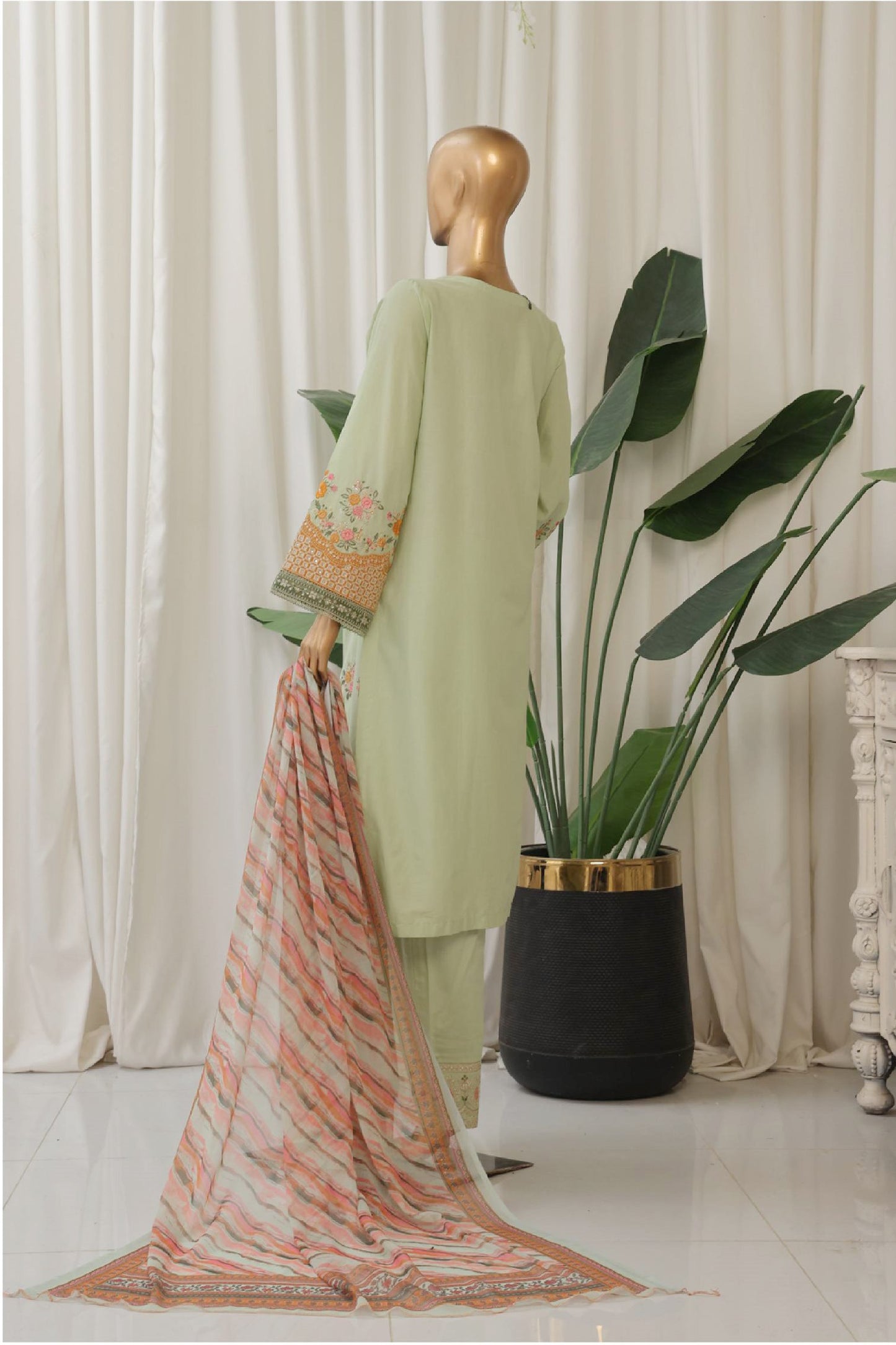 BinSaeedfabric 3 Piece Unstitched Fabrics Chikankari Suit