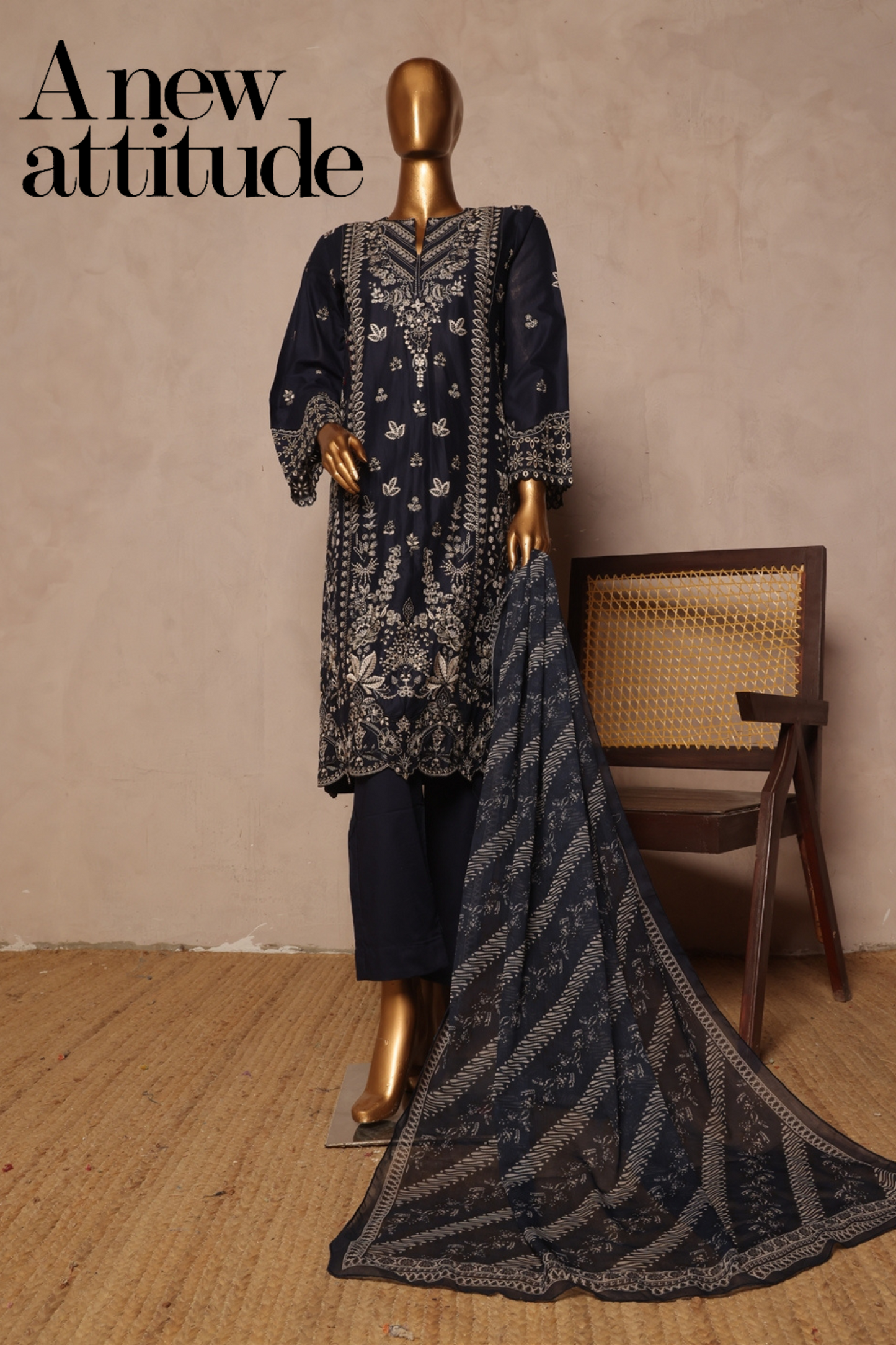 Bin Saeed Fabrics Chikankari Suit Embroidered