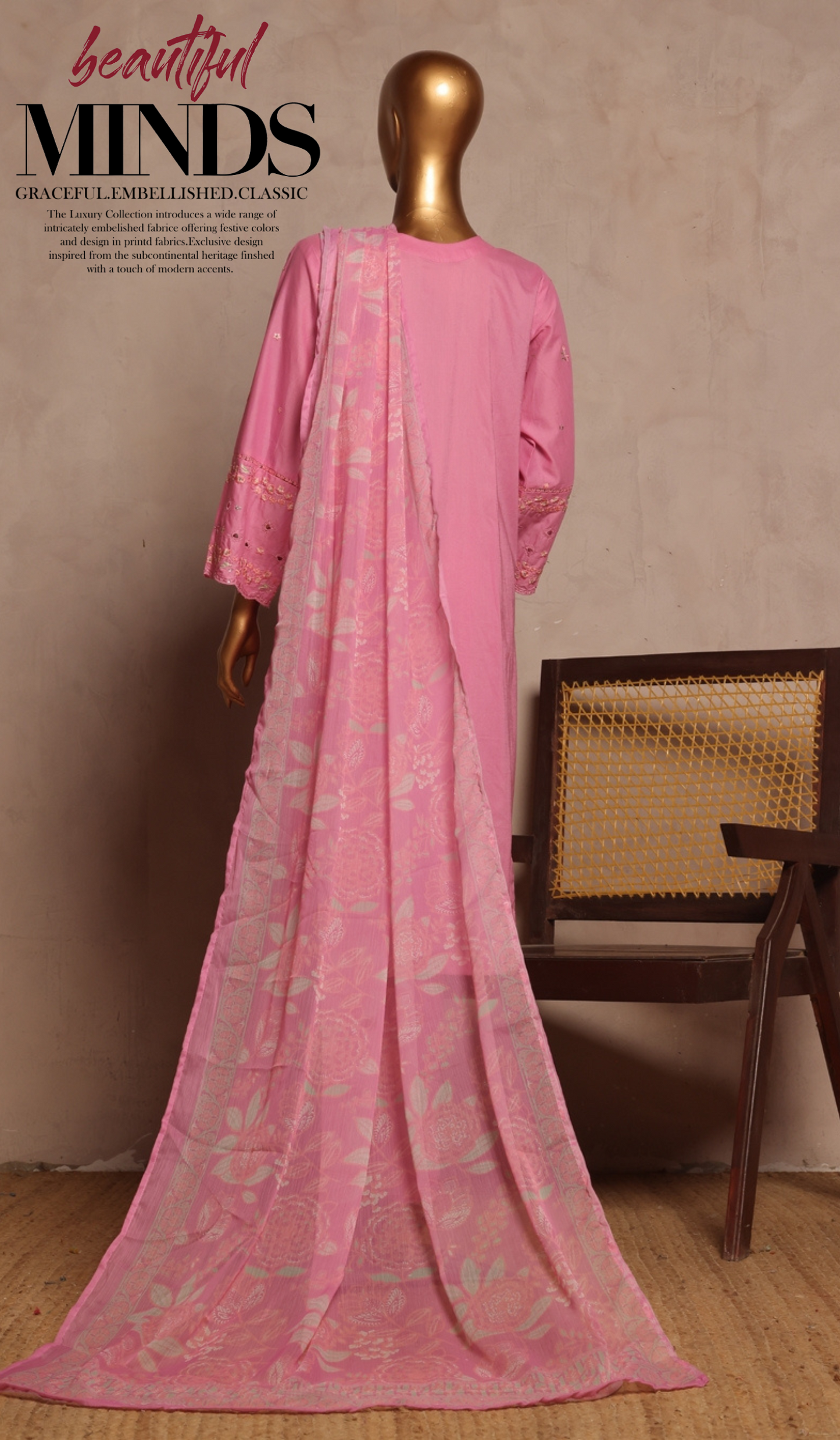 BinSaeedfabric 3 Piece Unstitched Fabrics Embroidered Chikankari Suit Luxury Collection