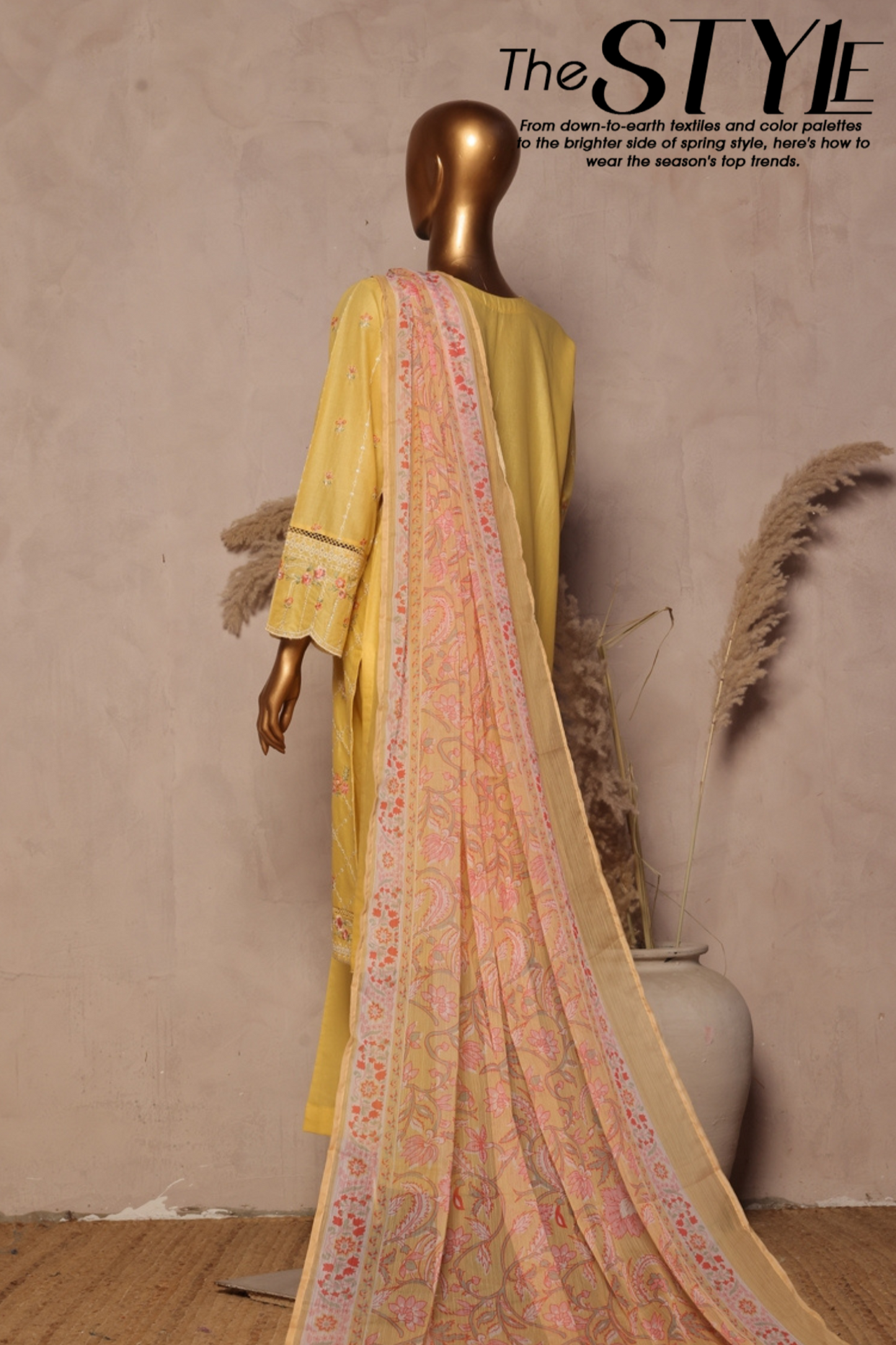 BinSaeedfabric 3 Piece Unstitched Fabrics Embroidered Chikankari Suit Luxury Collection