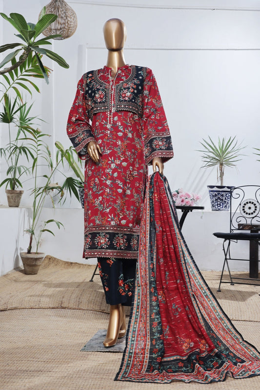 BinSaeedfabric 3 Piece Unstitched Fabrics Embroidered Chikankari Suit Luxury Collection