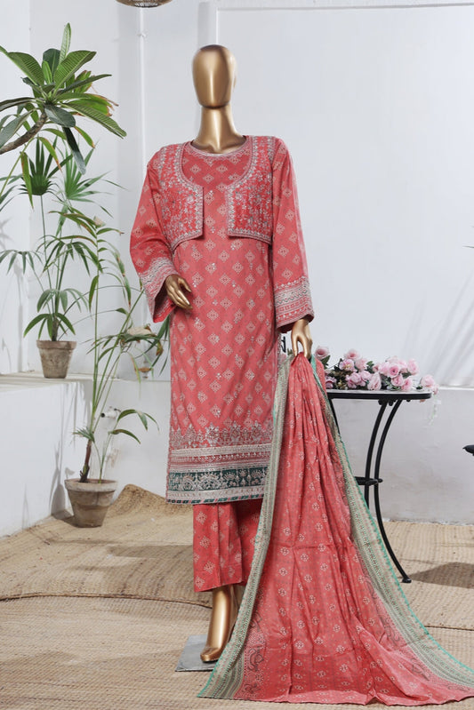 BinSaeedfabric 3 Piece Unstitched Fabrics Embroidered Chikankari Suit Luxury Collection