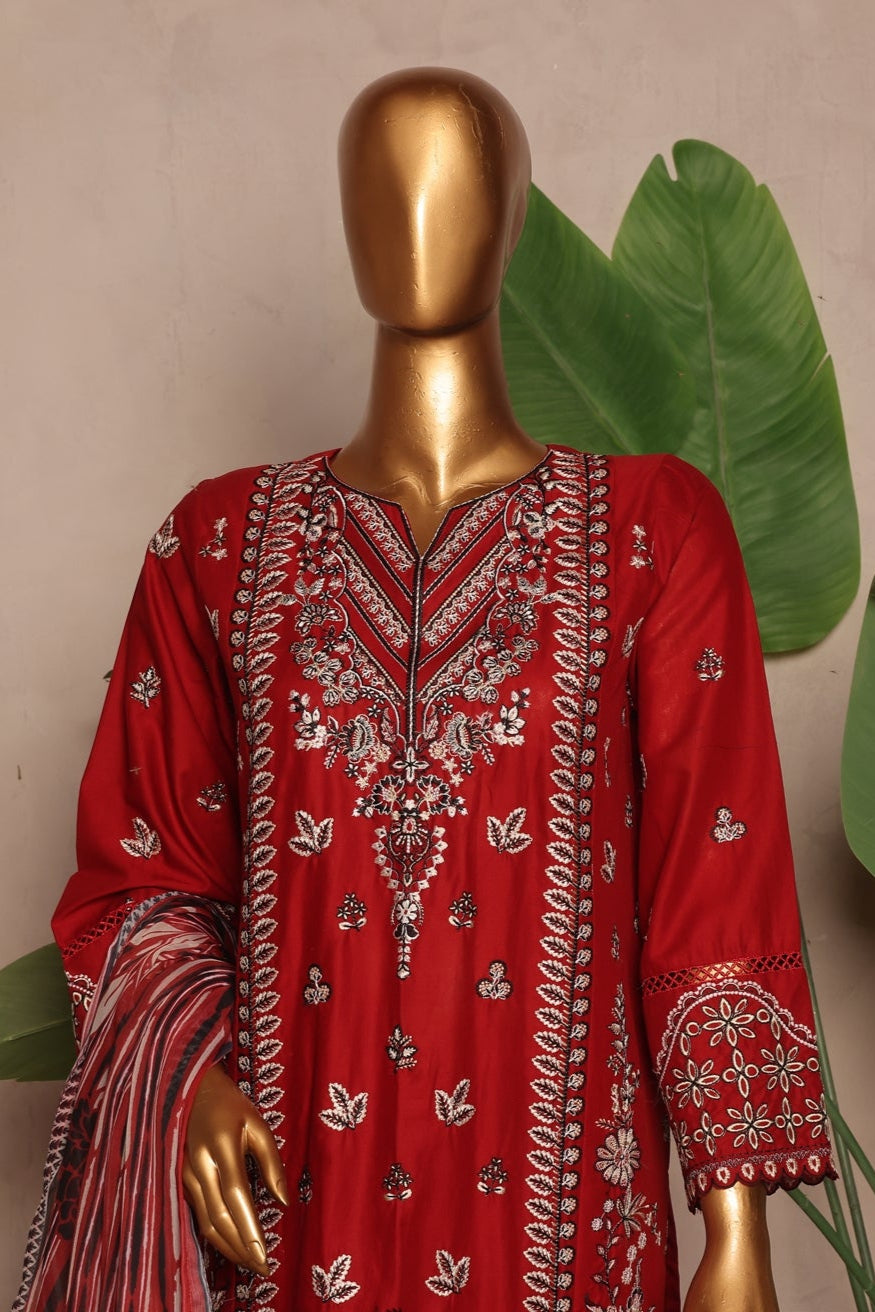 BinSaeedfabric 3 Piece Unstitched Fabrics Embroidered Chikankari Suit Luxury Collection