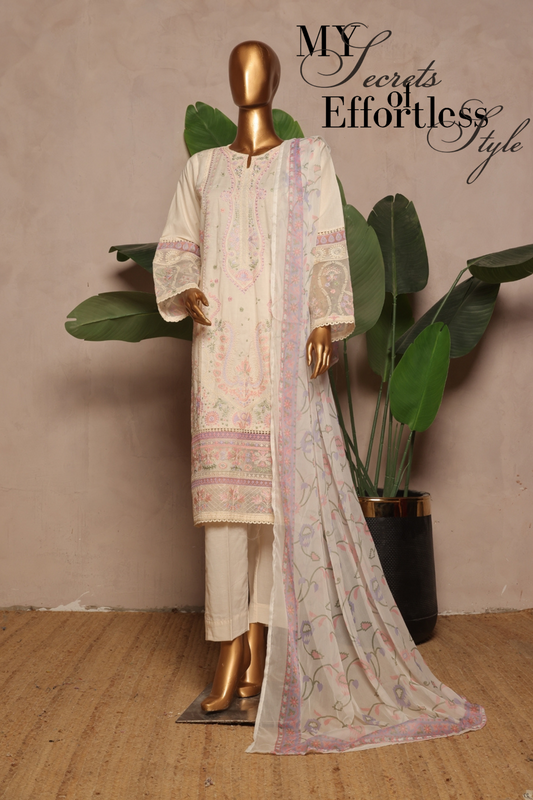 Bin Saeed Fabrics Chikankari Suit Embroidered