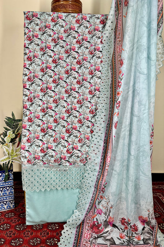 Bin Saeed Lawn 3 Piece Unstitched Price Chikankari Suit