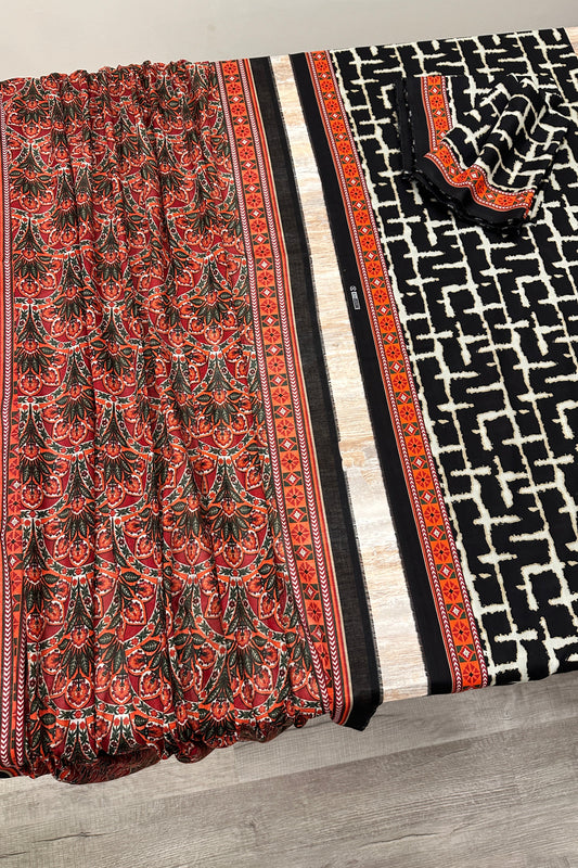 Bin Saeed Fabrics 3 Piece Unstitched Price Lawn Embroidered Suit