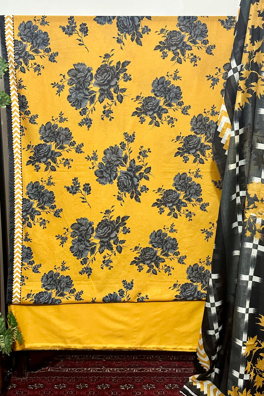 The 3868 - Bin Saeed Lawn 3 Piece Unstitched Digital Printed Fabric