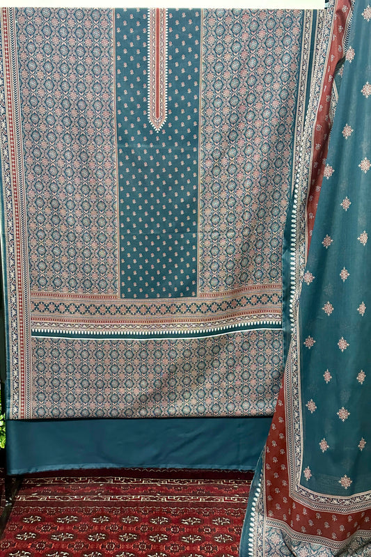 The 3958 - Bin Saeed Lawn 3 Piece Unstitched Digital Printed Fabric