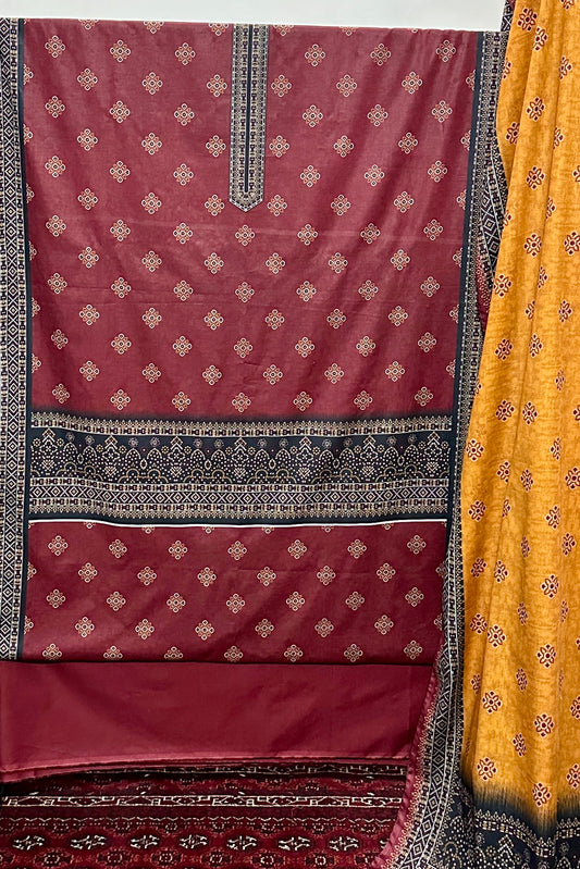 The 3963 - Bin Saeed Lawn 3 Piece Unstitched Digital Printed Fabric
