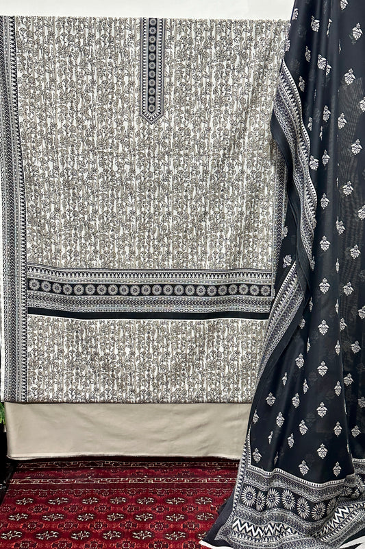 The 3972 - Bin Saeed Lawn 3 Piece Unstitched Digital Printed Fabric