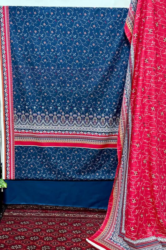 The 3977 - Bin Saeed Lawn 3 Piece Unstitched Digital Printed Fabric