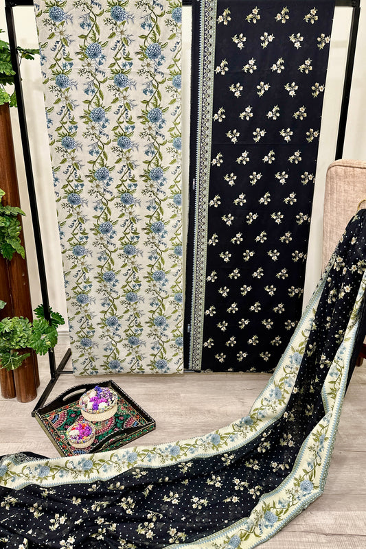 BinSaeedfabric 3 piece unstitched lawn