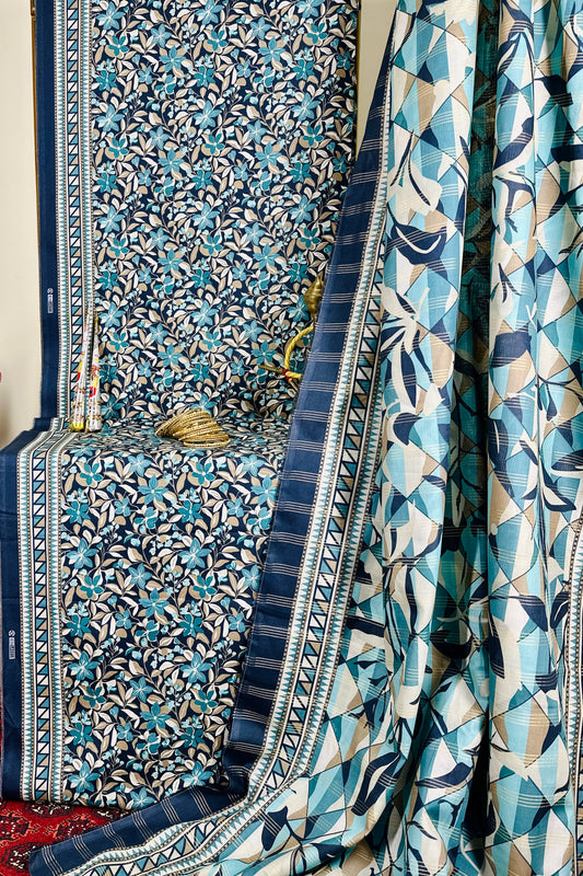 Bin Saeed Fabrics 3 Piece Unstitched Price Lawn Embroidered Suit