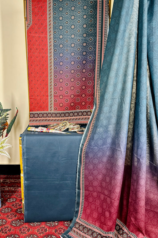Bin Saeed Fabrics 3 Piece Unstitched Price Lawn Embroidered Suit