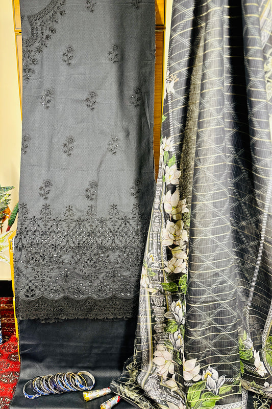 Bin Saeed Lawn 3 Piece Unstitched Price Chikankari Suit