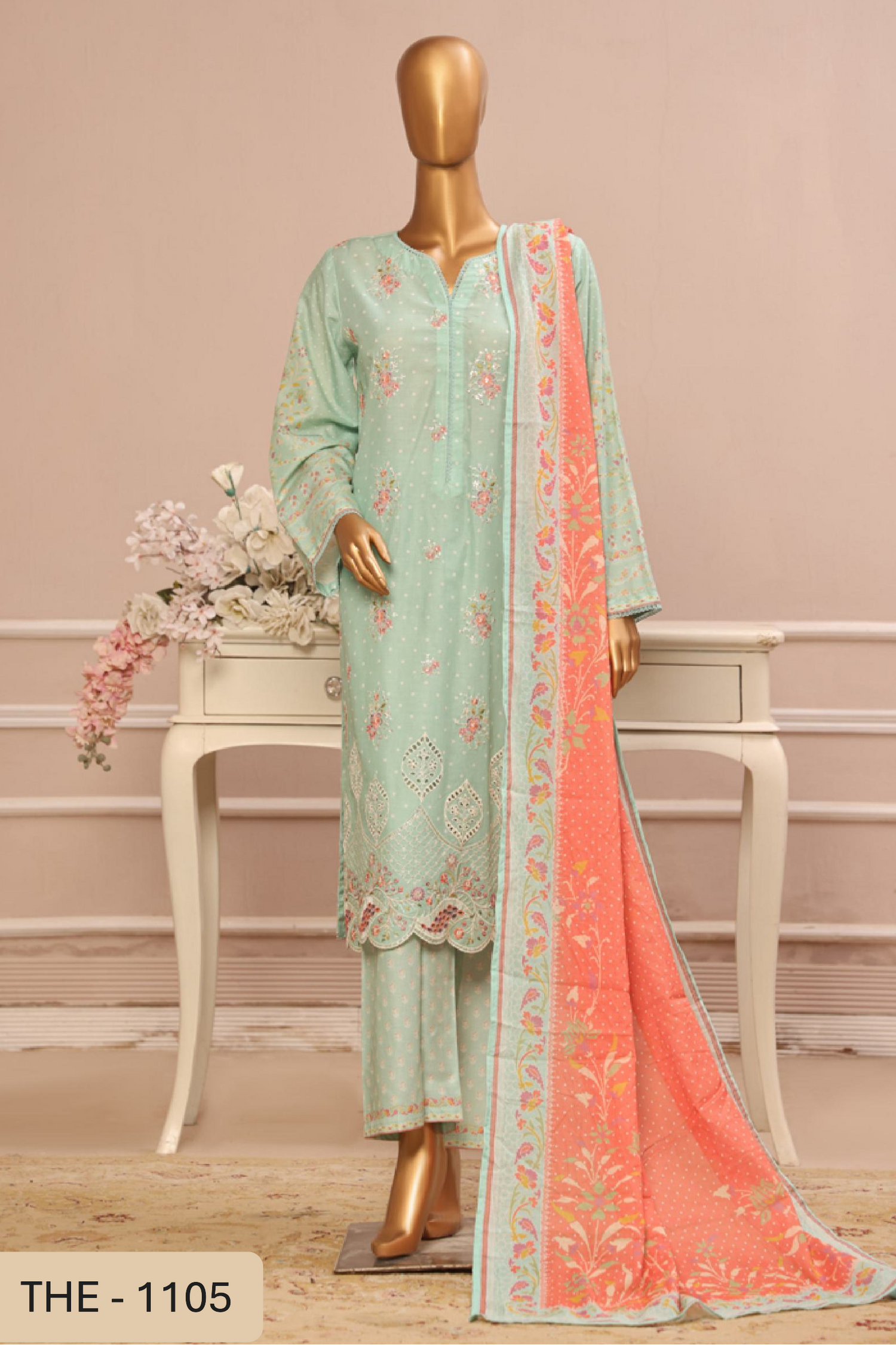Bin Saeed Fabrics Chikankari Suit Embroidered