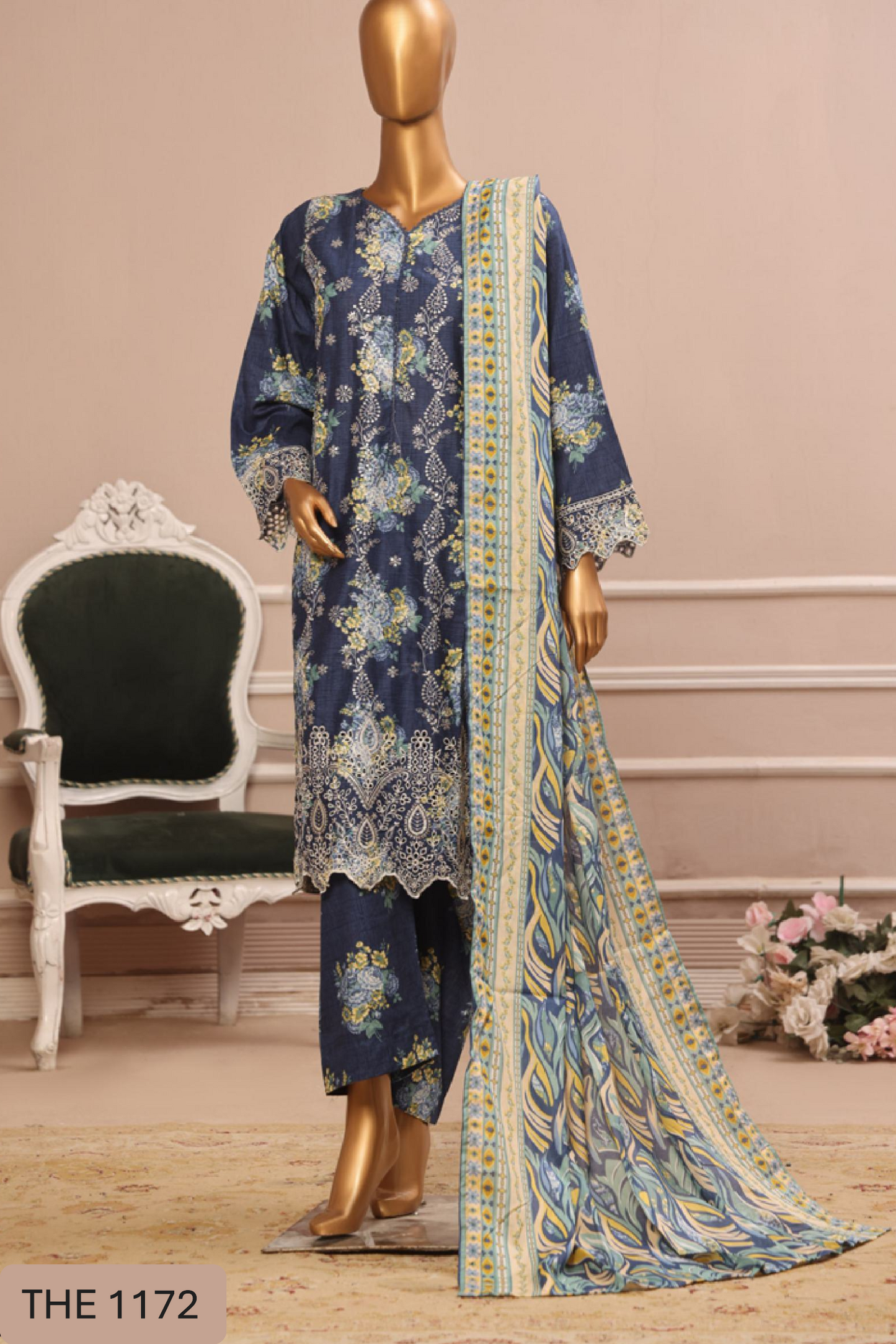 Bin Saeed Lawn Chikankari Suit Embroidered
