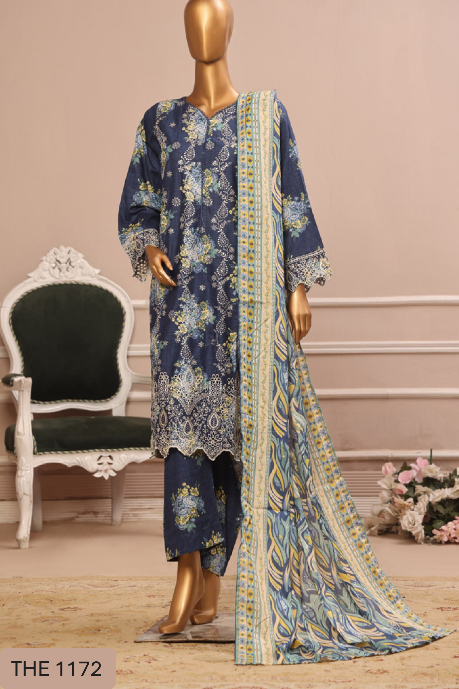 Bin Saeed Lawn Chikankari Suit Embroidered