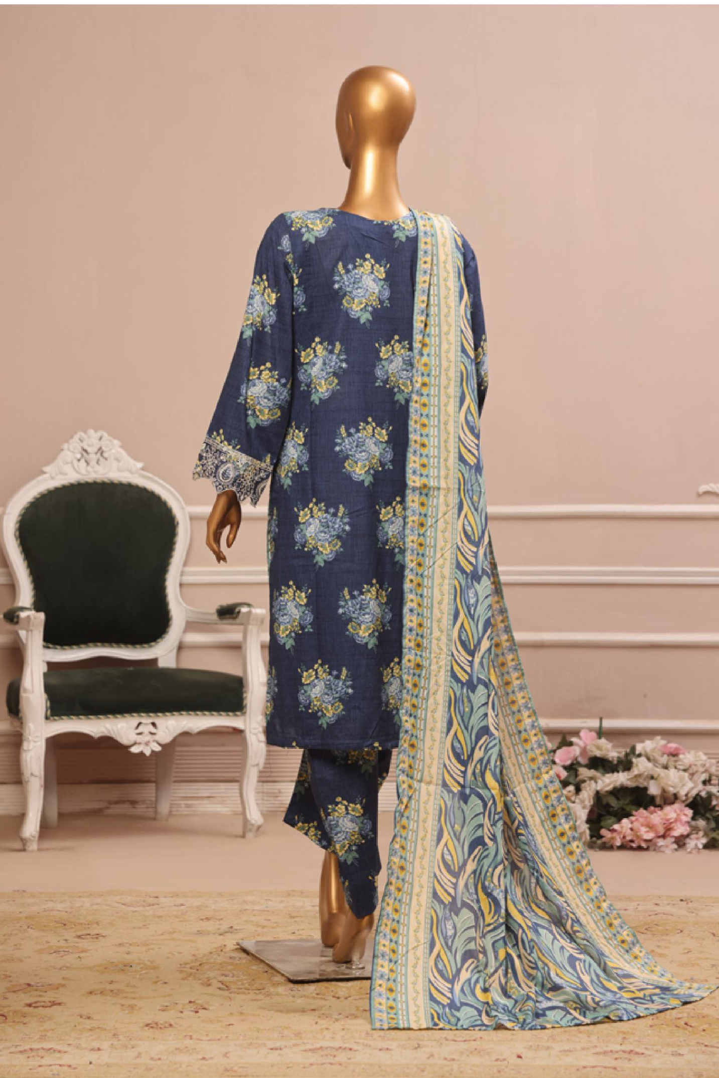 Bin Saeed Fabrics Chikankari Suit Embroidered