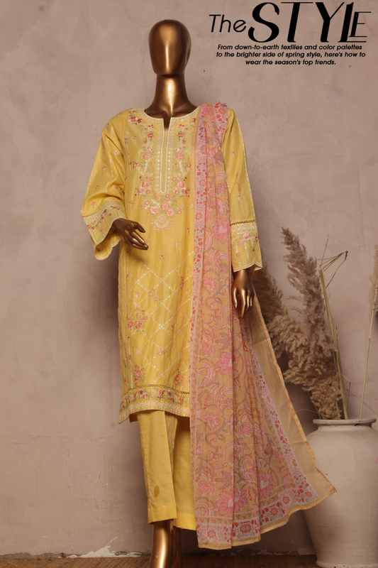 Bin Saeed Fabrics Boutique Finish Chikankari Suit Embroidered