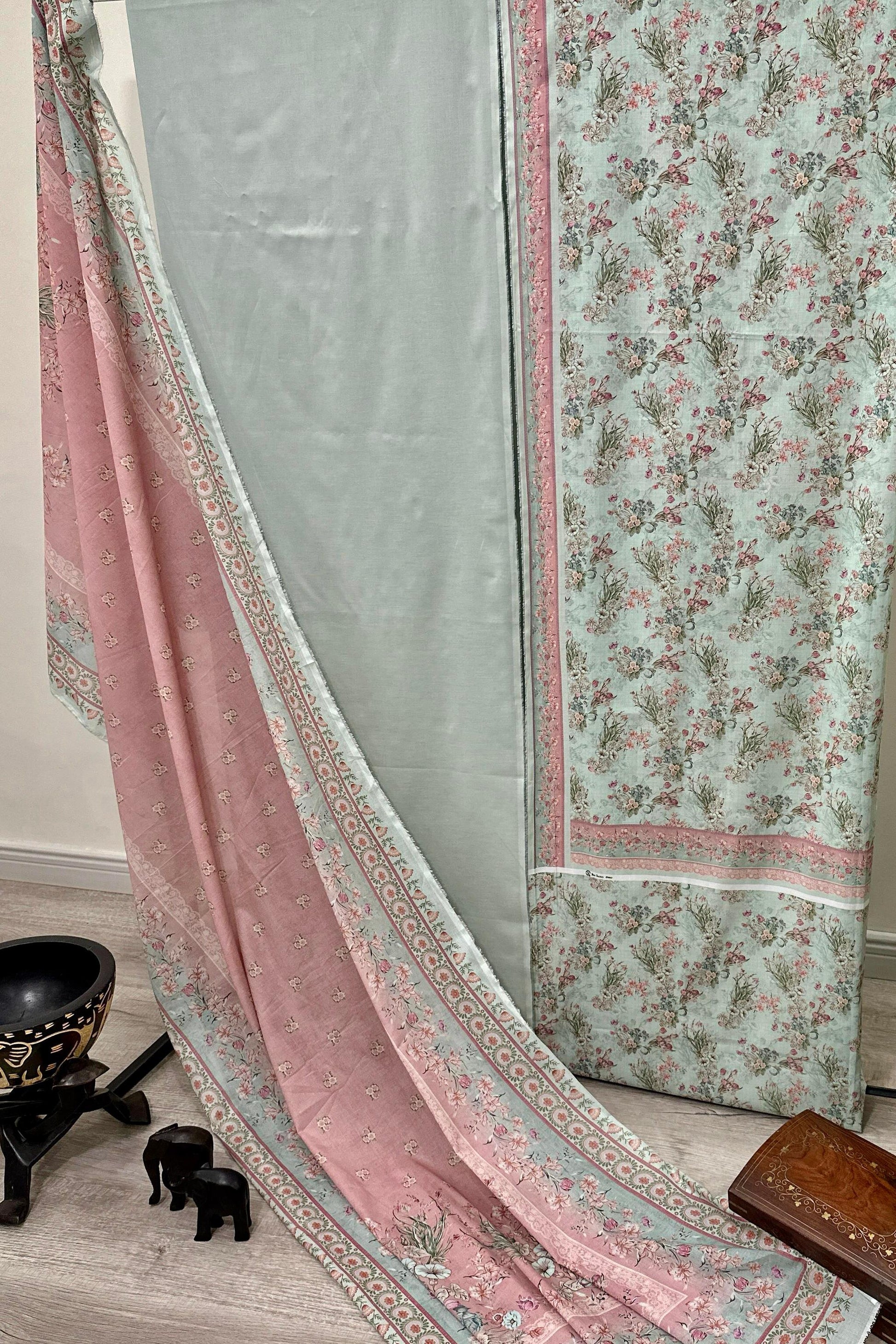 Bin Saeed Fabrics 3 Piece Unstitched Price Lawn Embroidered Suit
